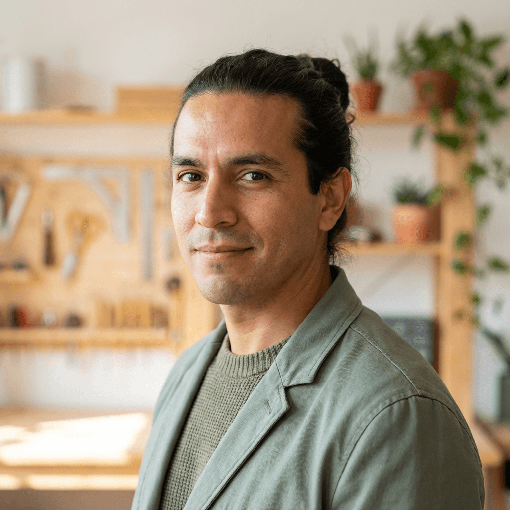 Michael Torres with custom handmade necklace in jewelry box
