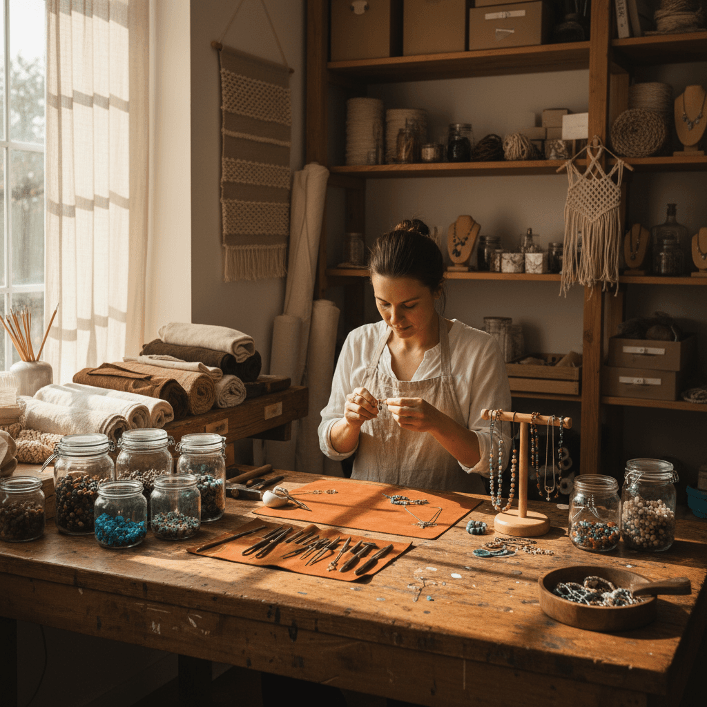 Local artisan at work in Morehead City handcraft studio