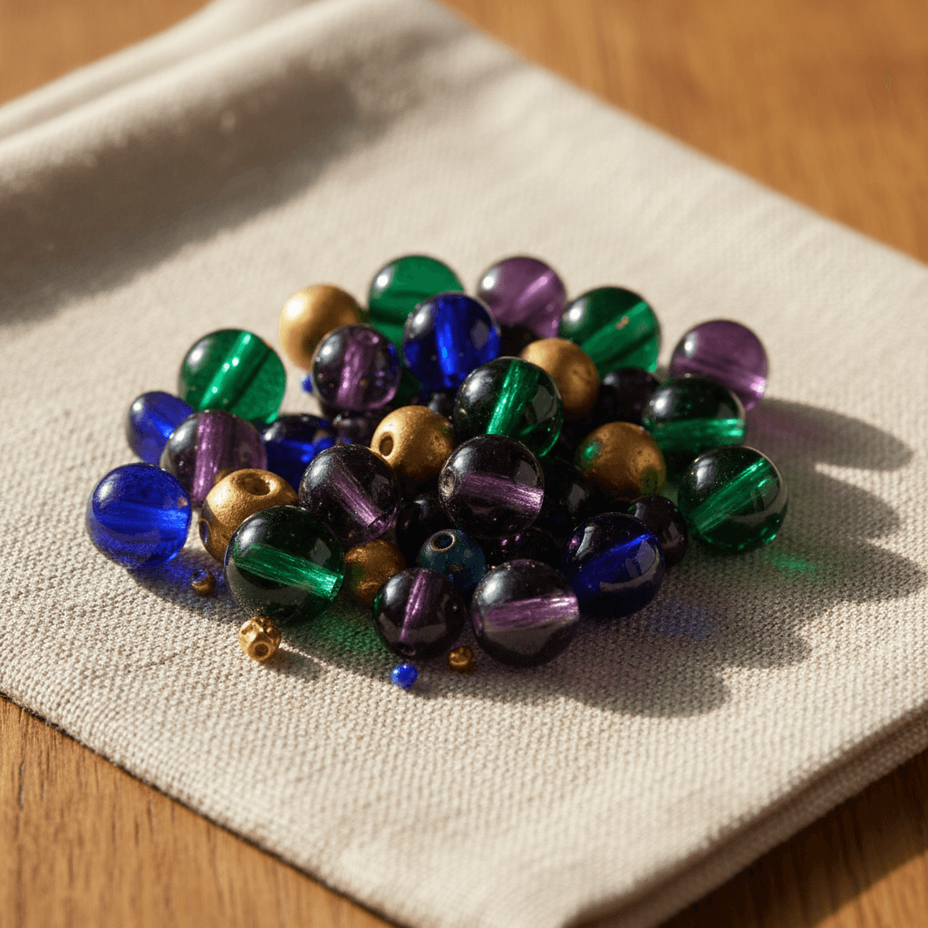 Assorted glass beads in jewel tones